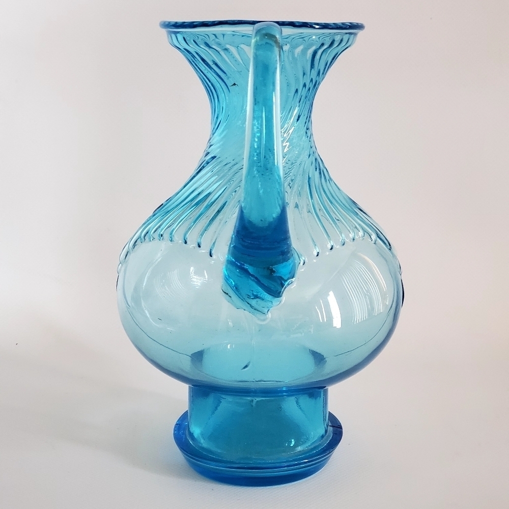 Indiana Glass TIara Glass Water Pitcher Clear Blue Vintage MCM - Picture 2 of 7